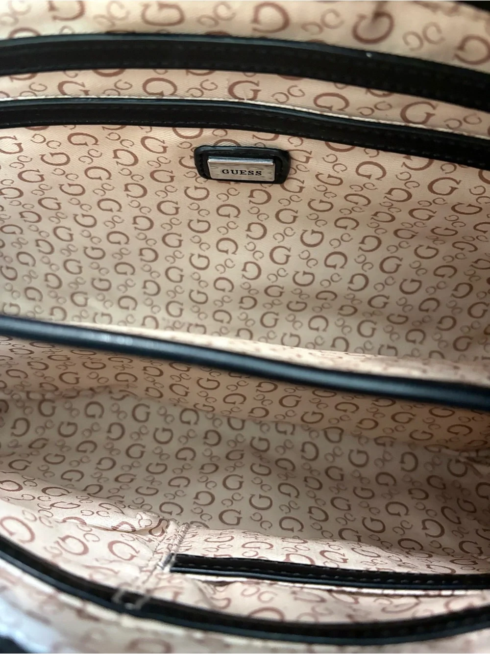 GUESS Los Angeles Black Monogram “G” Satchel Crossbody Bag Top Handle